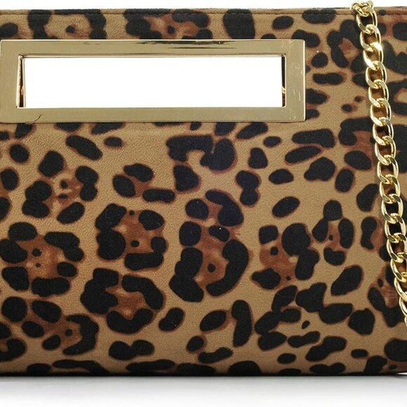 Classic Crocodile Pattern Faux Patent Leather Metal Grip Cut it out Clutch with - Picture 2 of 6